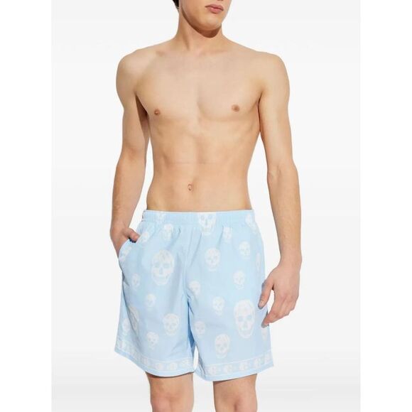 ALEXANDER MCQUEEN Men's Wool Blend Pleated Trousers Men BLUEWHITE Pants - Picture 2 of 4